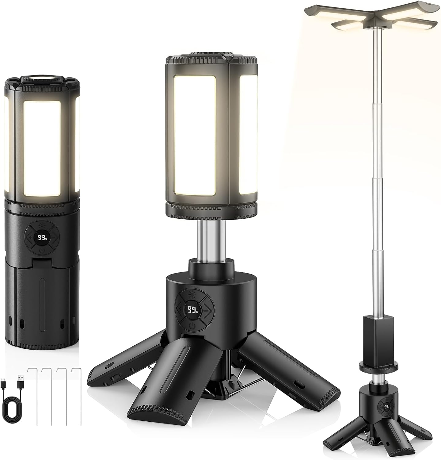 Luces camping recargables 7200/5000/3600K dimmable negro