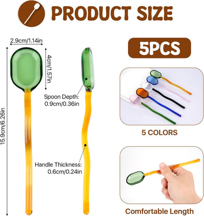 5 cucharas de vidrio Wacy de 6.2 pulgadas para té, azúcar y chocolate