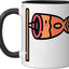 Taza cerámica japonesa de koi con kanji en negro y blanco