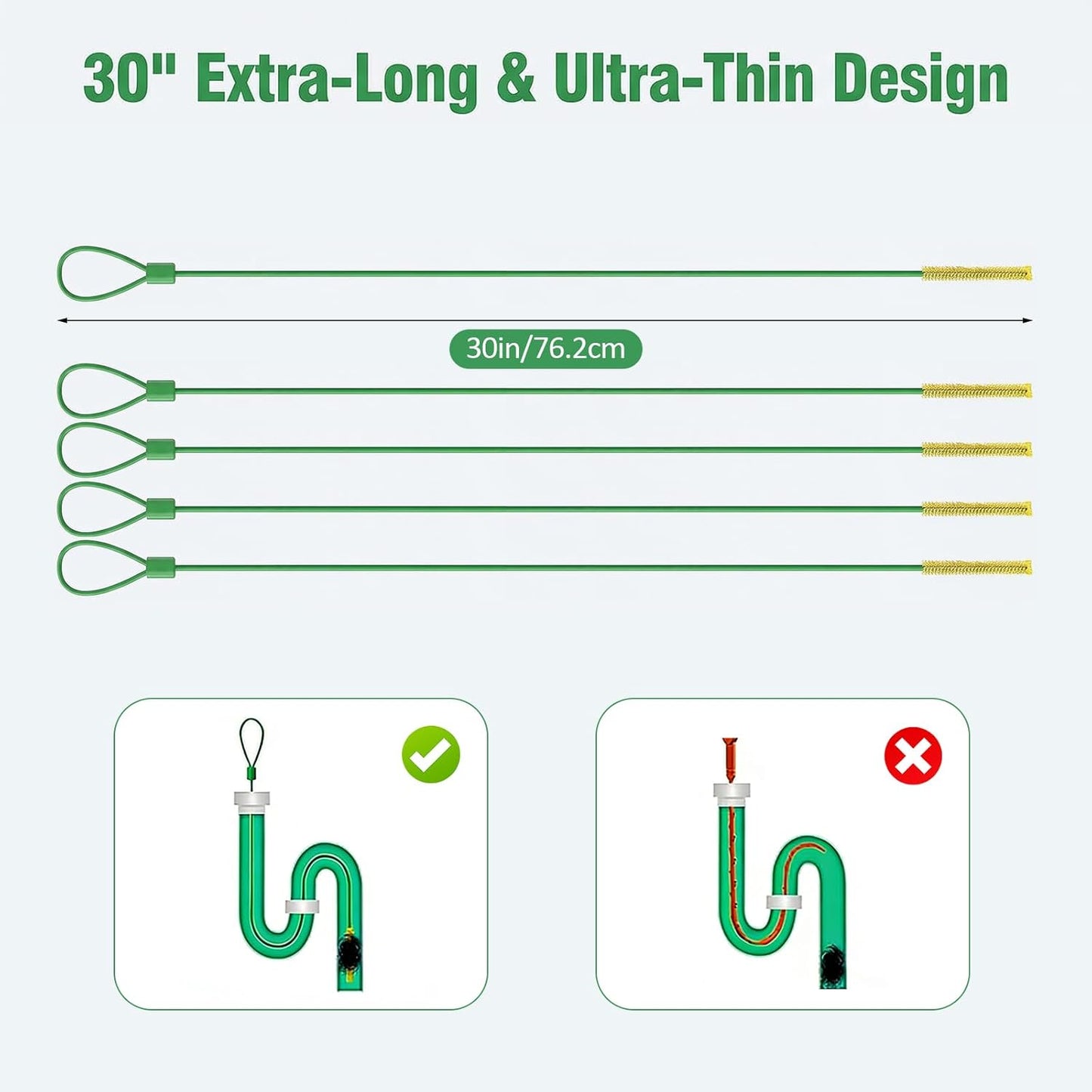 Paquete 5 Removedores Drenaje 30pulg Flexible