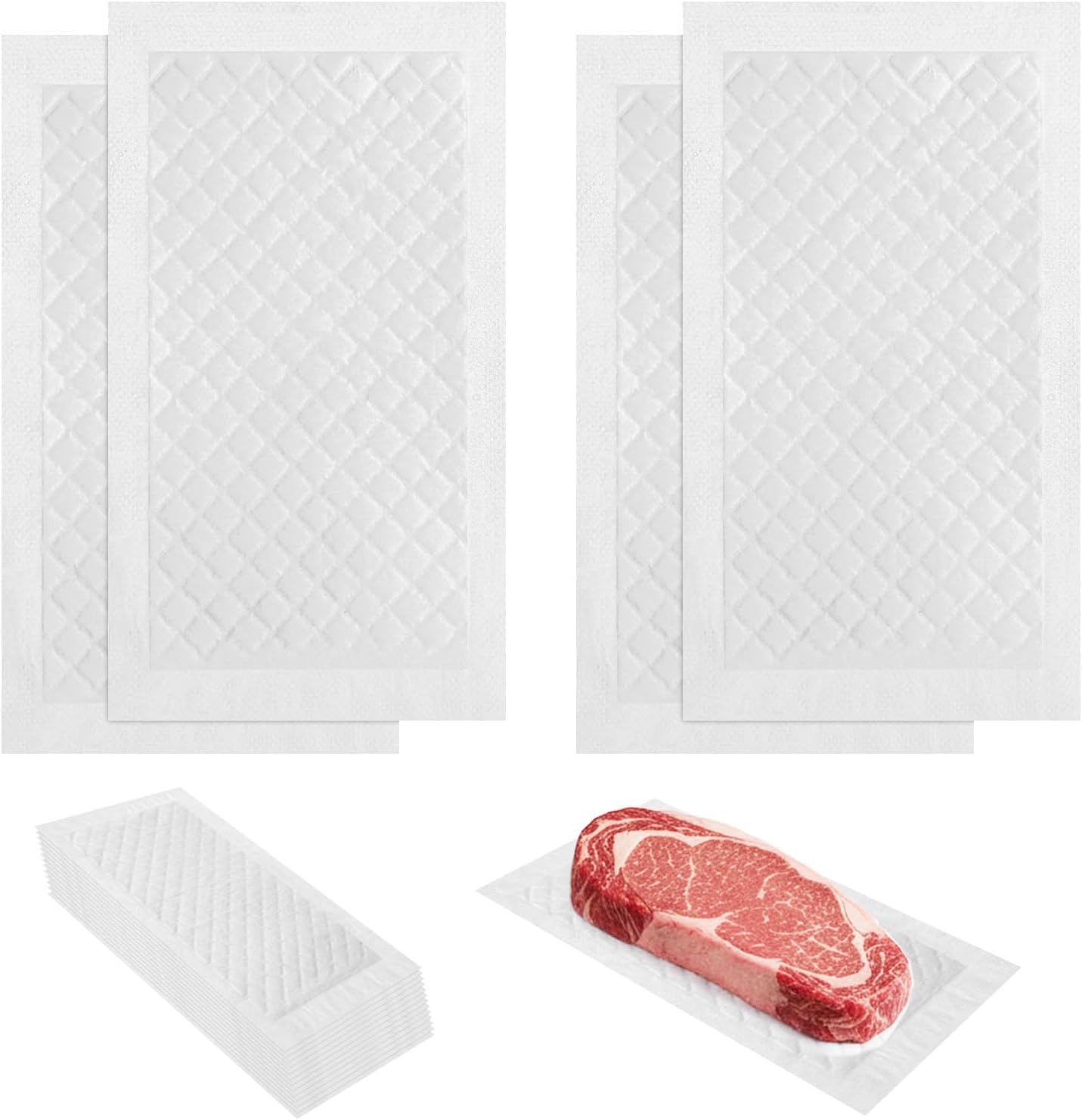 100 Almohadillas Absorbentes 4x7pulg Grado Alimenticio