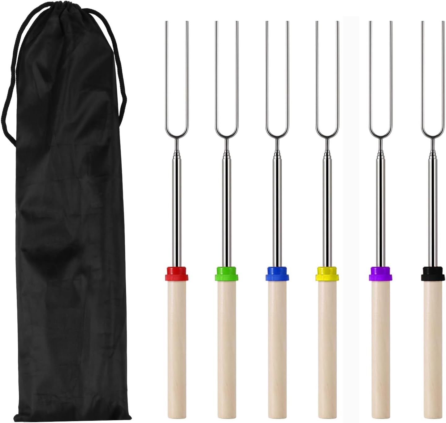 6 Palitos Asar Malvaviscos 32pulg Hogueras Acero Inox