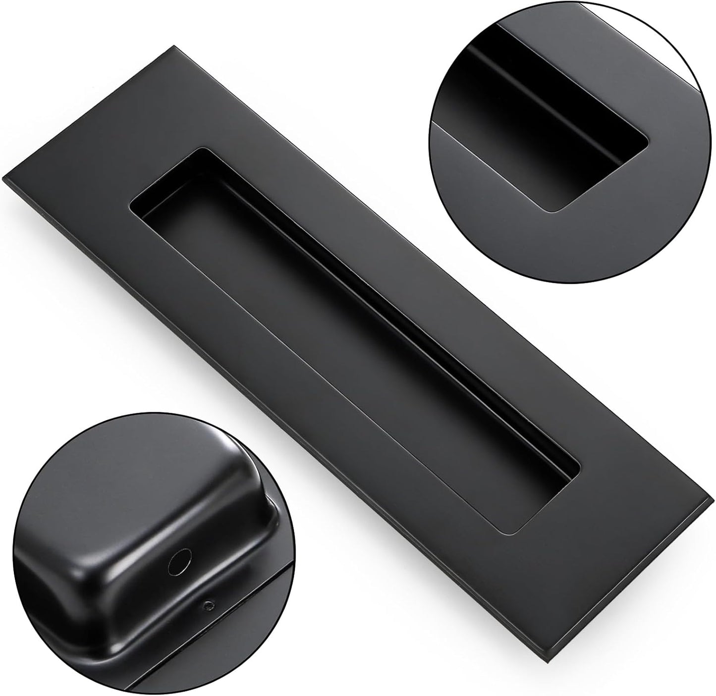 4 Tiradores Puerta Bolsillo Rectangulares 6pulg Negro Mate