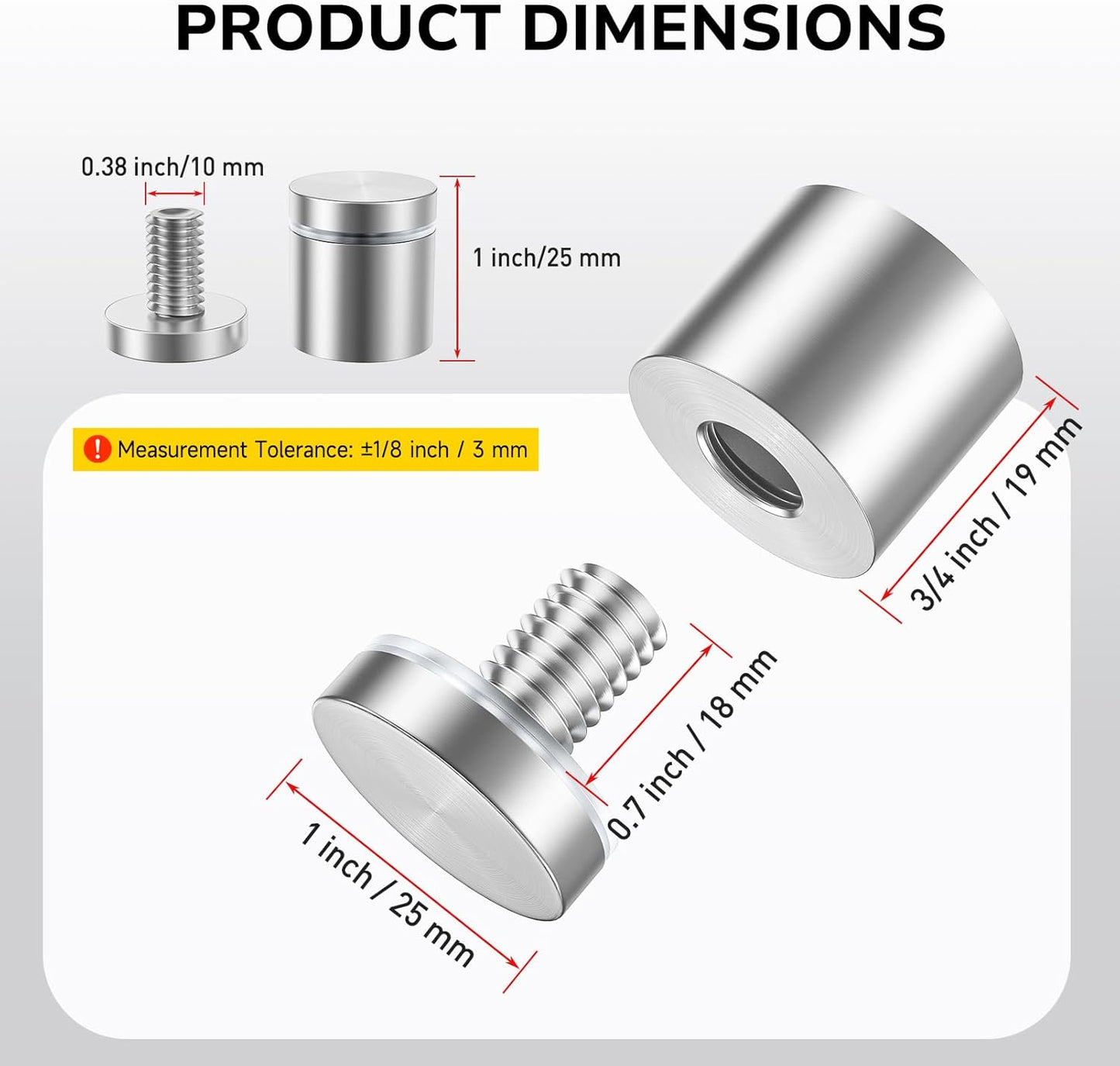 Soporte pared acrílico acero inox 1x3/4pulg plateado