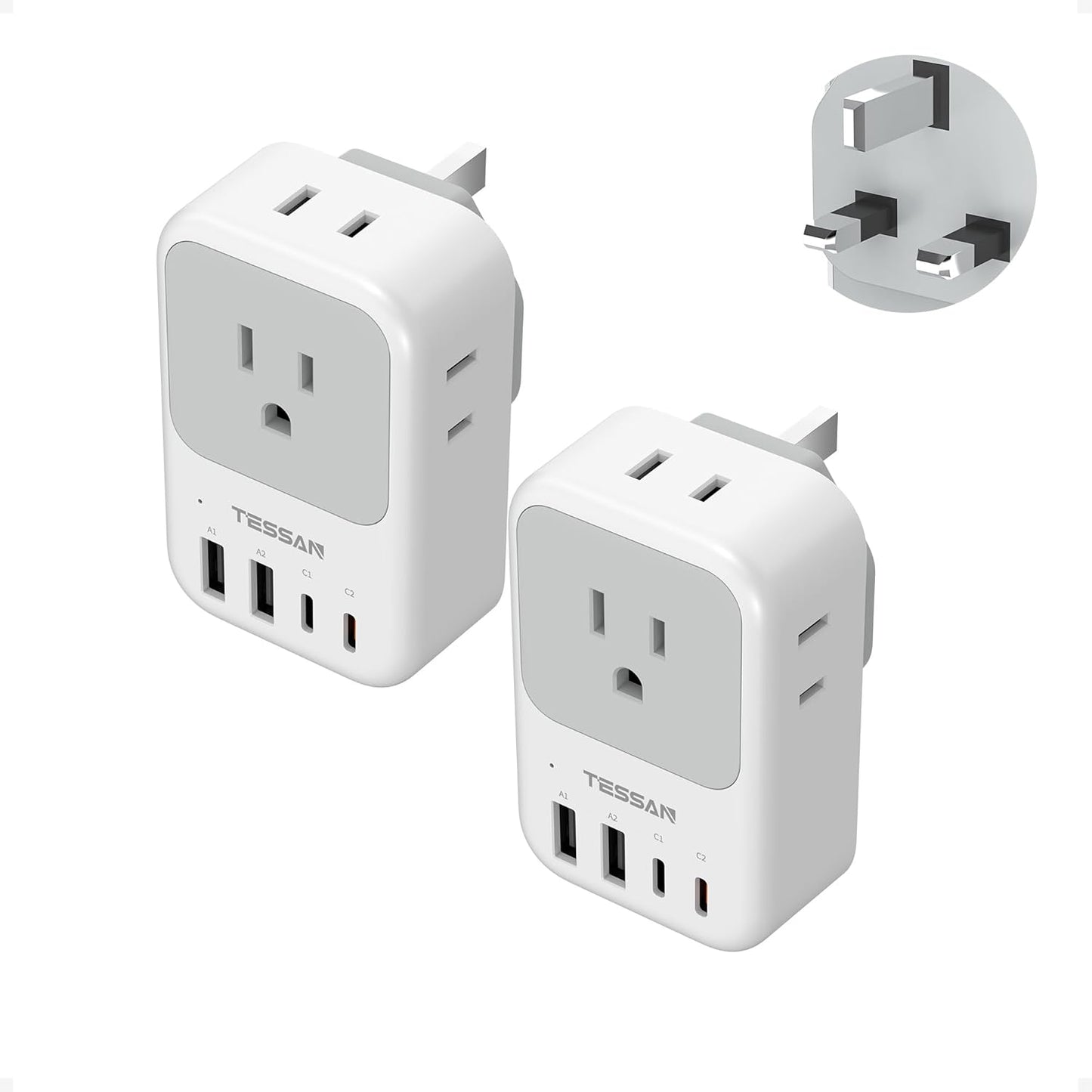 Adaptador viaje 20W USA-UK 4USB incluye Irlanda