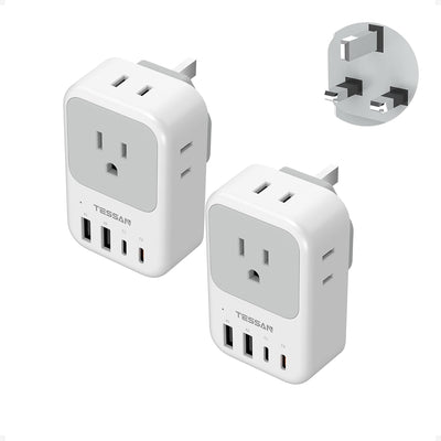 Adaptador viaje 20W USA-UK 4USB incluye Irlanda