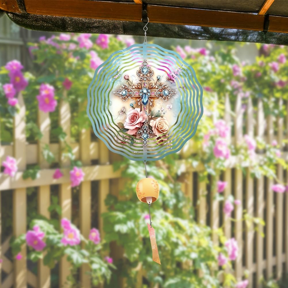 Molinillo viento flores cruzadas metal decoración jardín