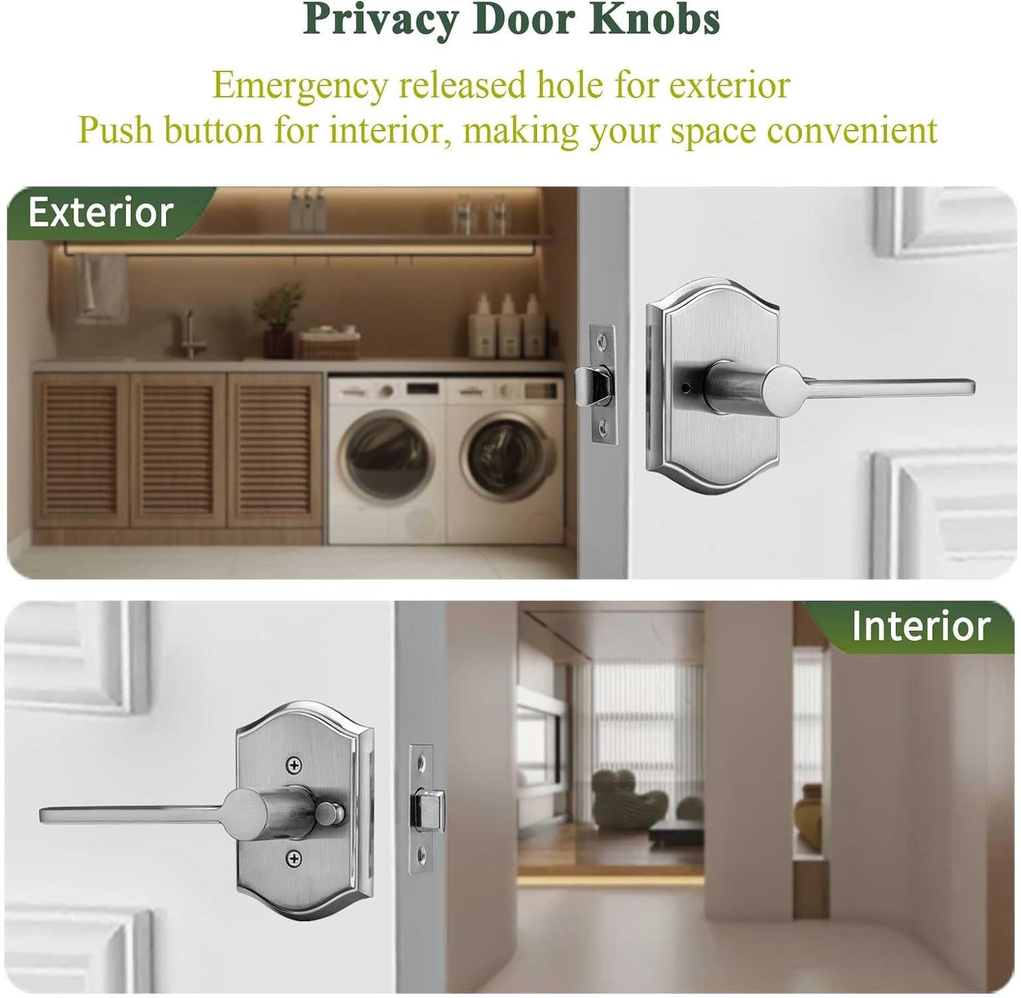 Manijas puerta níquel satinado con cerradura empuje