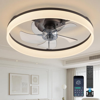 Ventilador techo 20pulg luz LED 6 vel control remoto