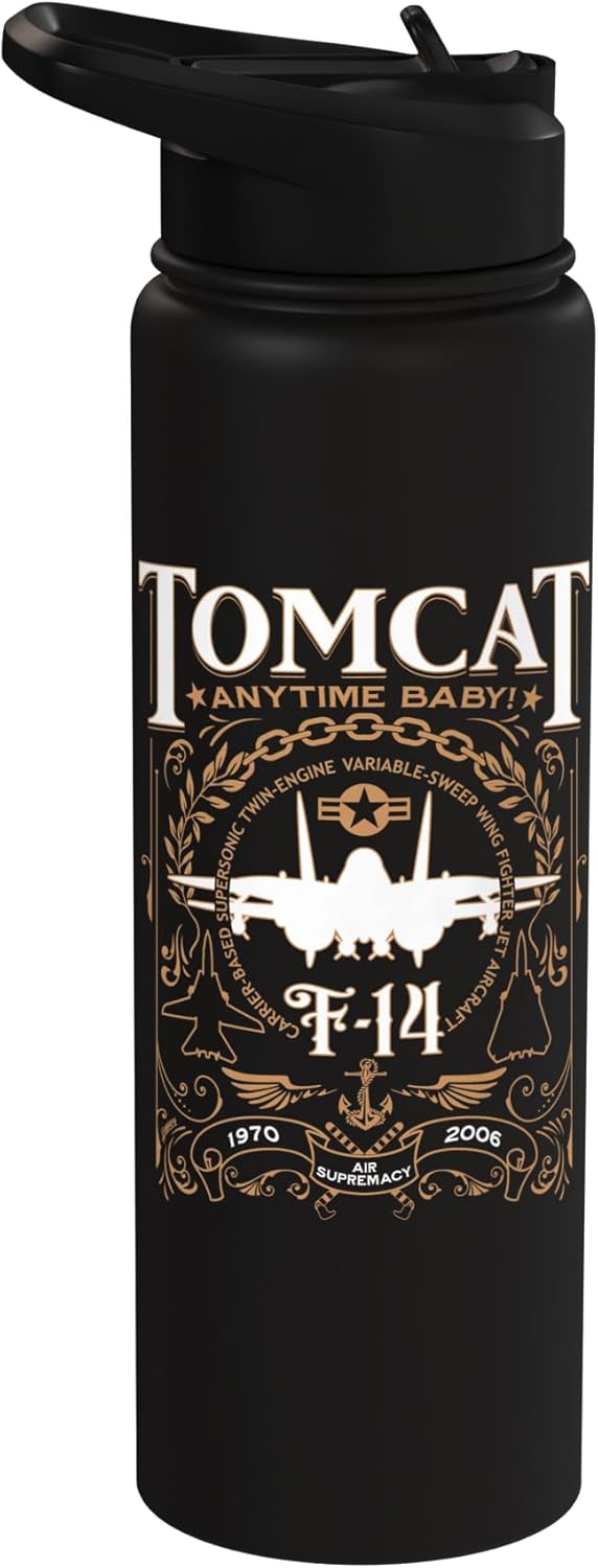 Botella de agua aislada con diseño F-14 Tomcat