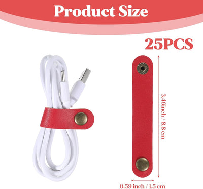25 Pzas Cordoneras PU Cuero para Organizar Cables 5 Colores