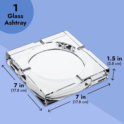 Cenicero cristal cuadrado transparente 7x7pulg set 3