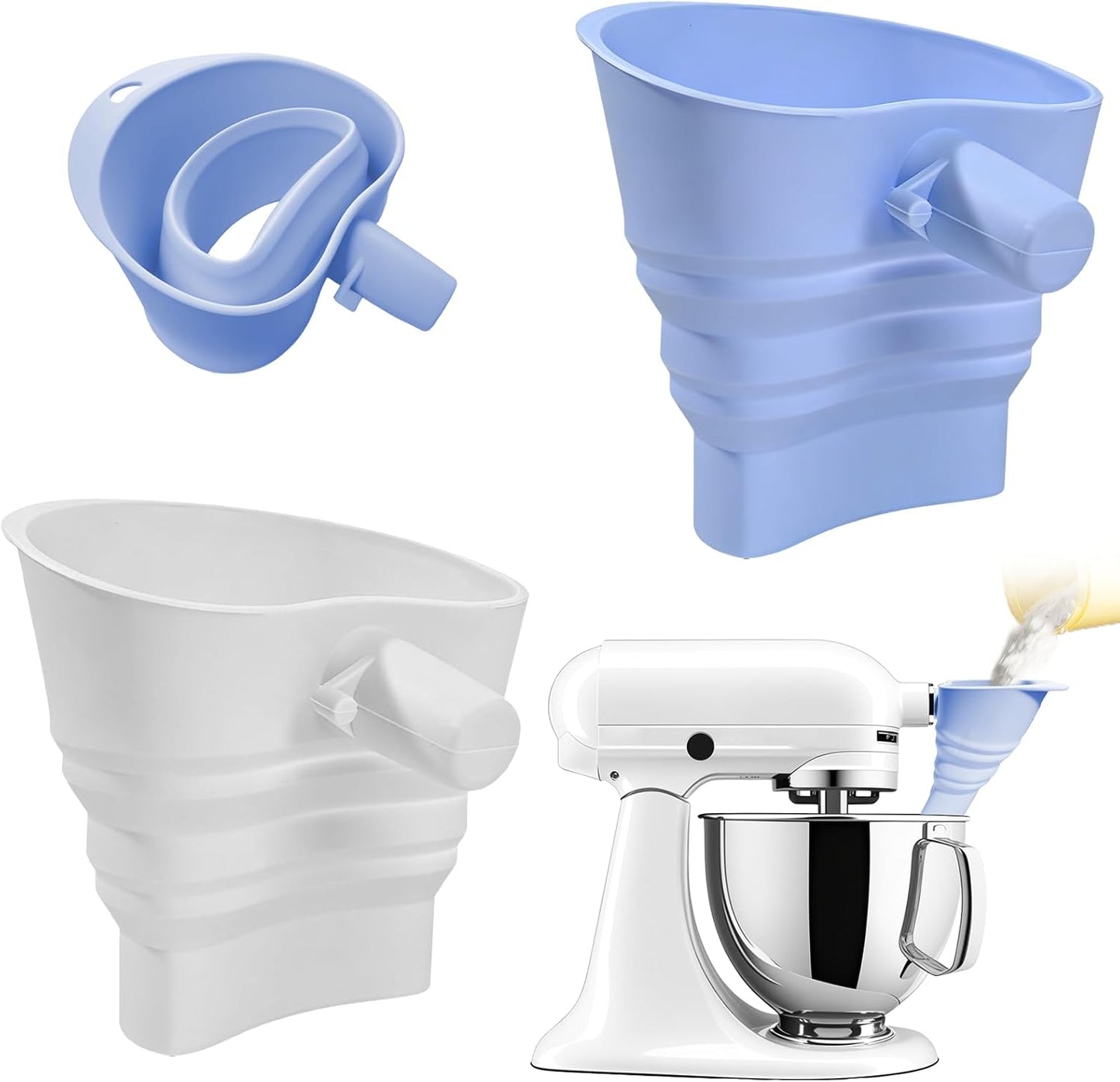 2 embudos de harina silicona grado alimenticio para KitchenAid