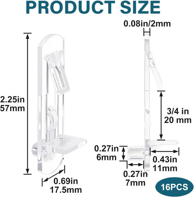 Clavijas plástico transparente para estantes gabinete 0.236pulg