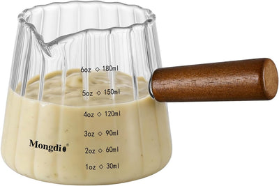 Copa de medición para espresso Mongdio con mango de madera y doble escala