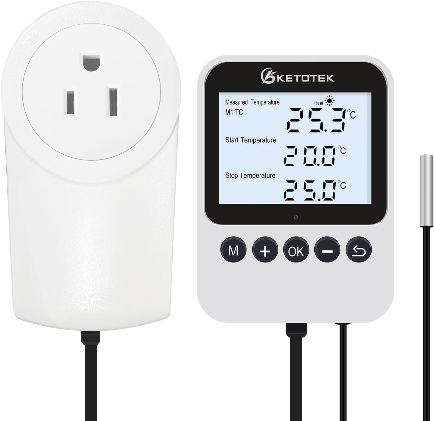 Enchufe termostato reptil 120V con sonda 9.8ft