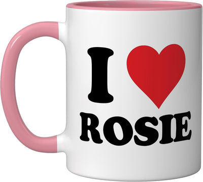 Taza Cerámica Personalizada I Heart Rosie Rosa/Blanco