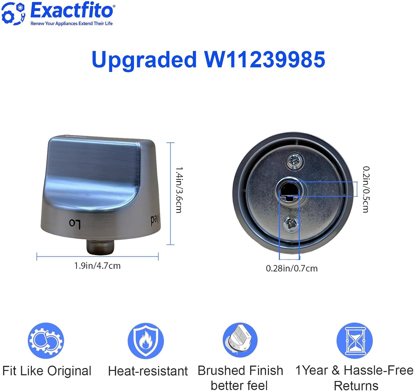 Repuesto perilla estufa acero inox comp Whirlpool