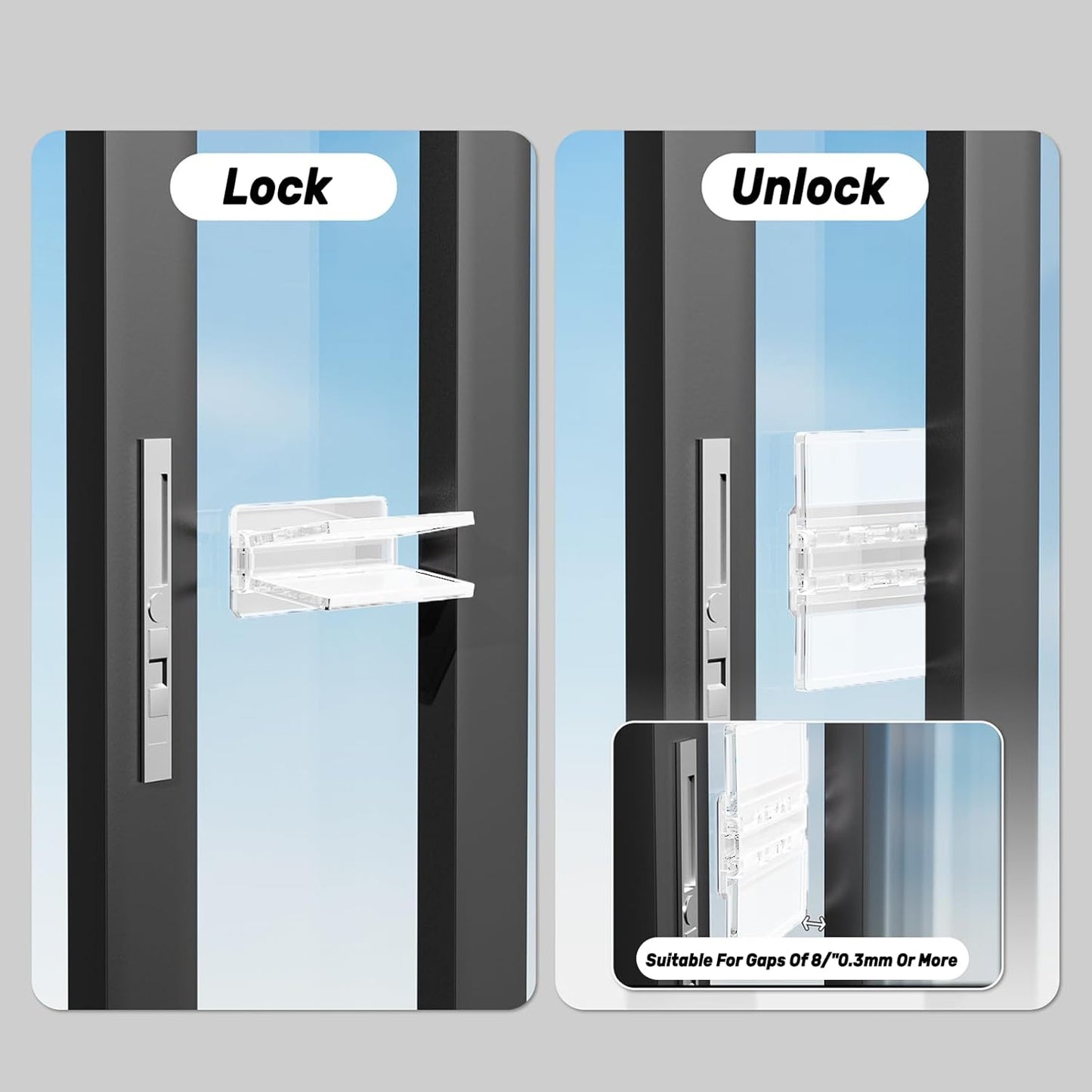 Cerradura puerta corredera para niños transparente