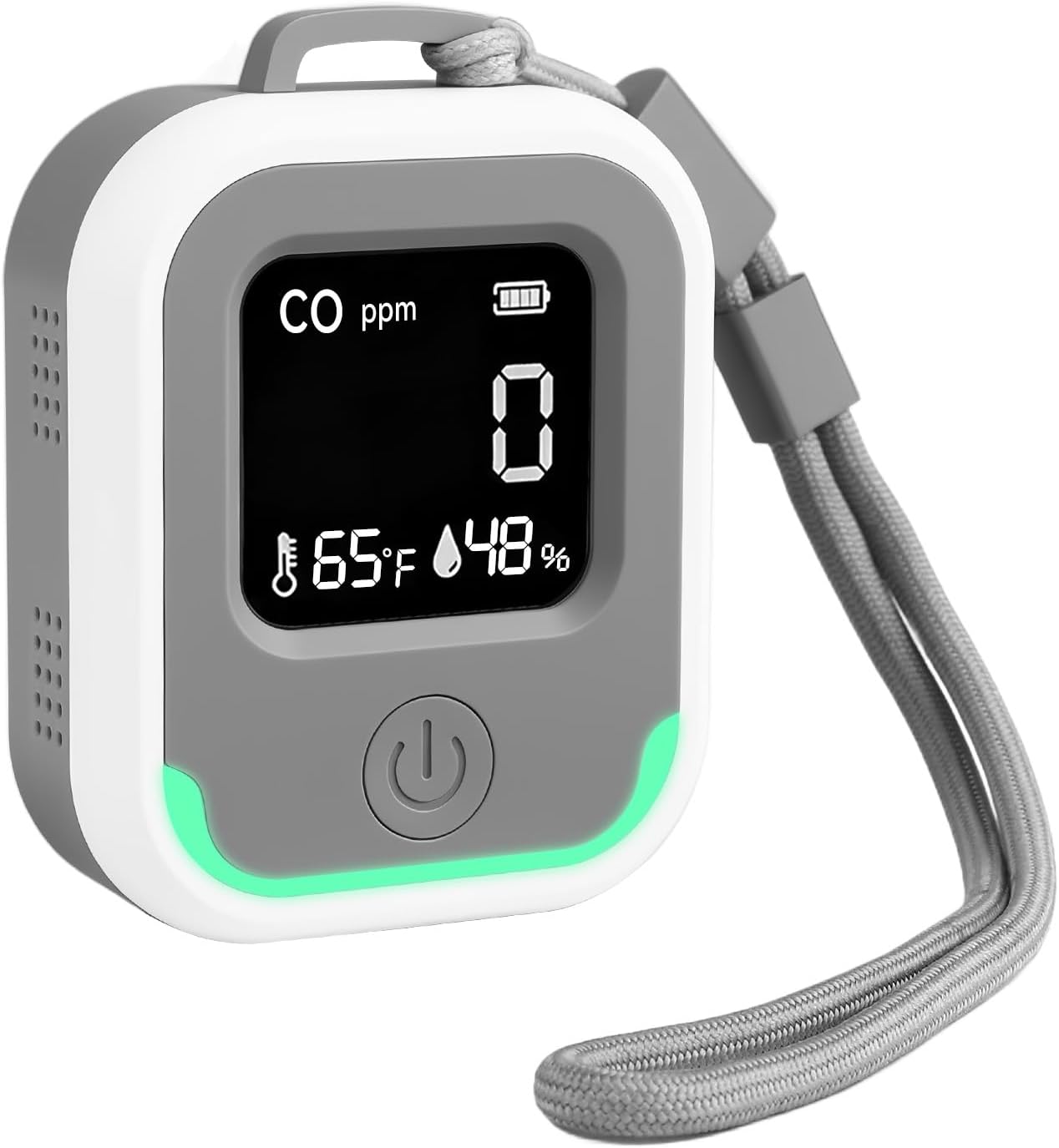 Detector CO portátil 3en1 con temp/humedad alerta vibra