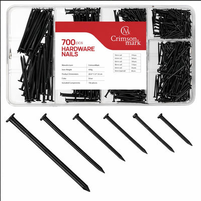 Kit uñas acero galvanizado 700 pzas con organizador 6 tamaños