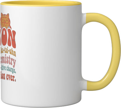 Taza cerámica retro para profesor de ciencias con chiste sobre gatos