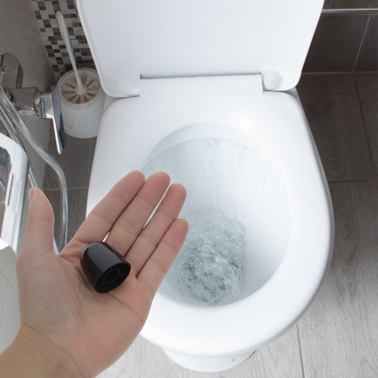 Set 4 Tapas Inodoro Negras Universal Pernos Baño Decorativas