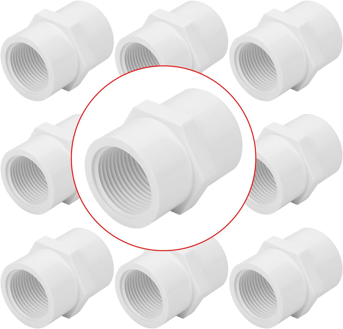 10 Conectores PVC Sch40 3/4pulg Enchufe x Rosca Hembra