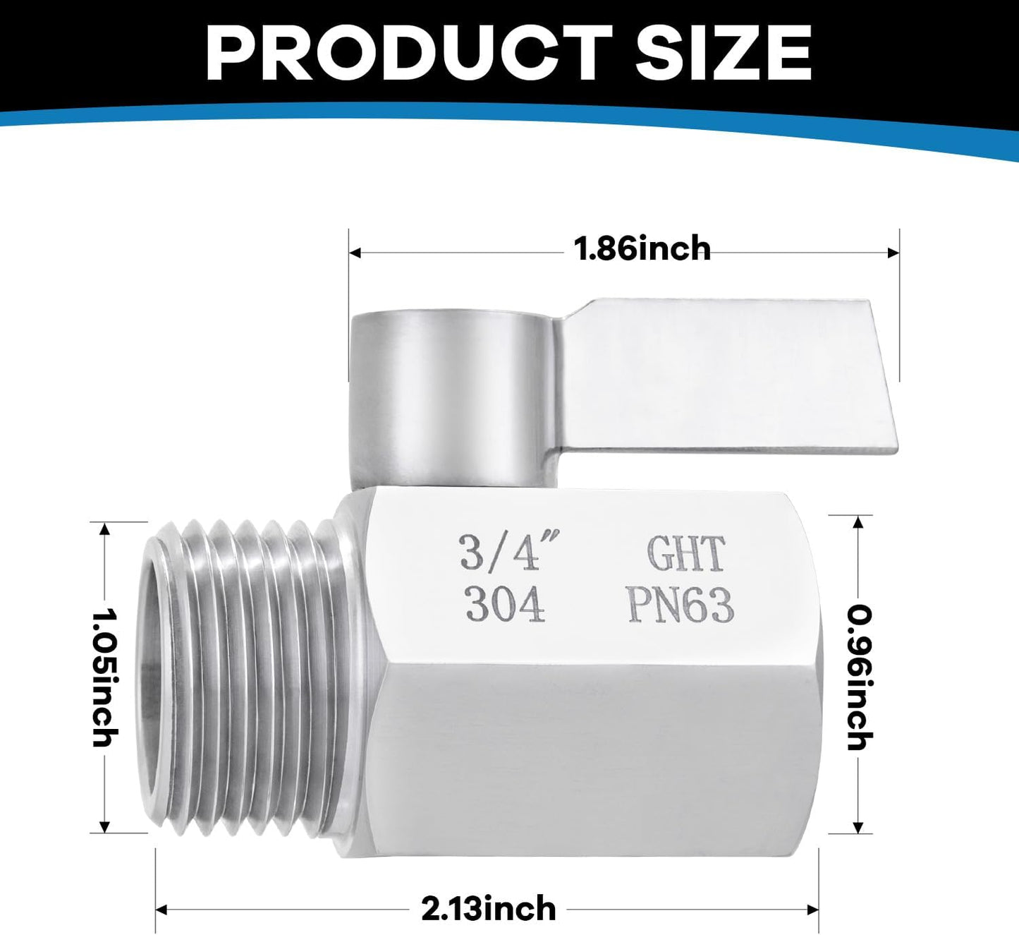Válvula cierre manguera jardín acero inox 304 3/4pulg 2 pack
