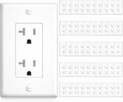 50 Tomacorrientes Pared 20A UL Polycarbonato 125V Blanco