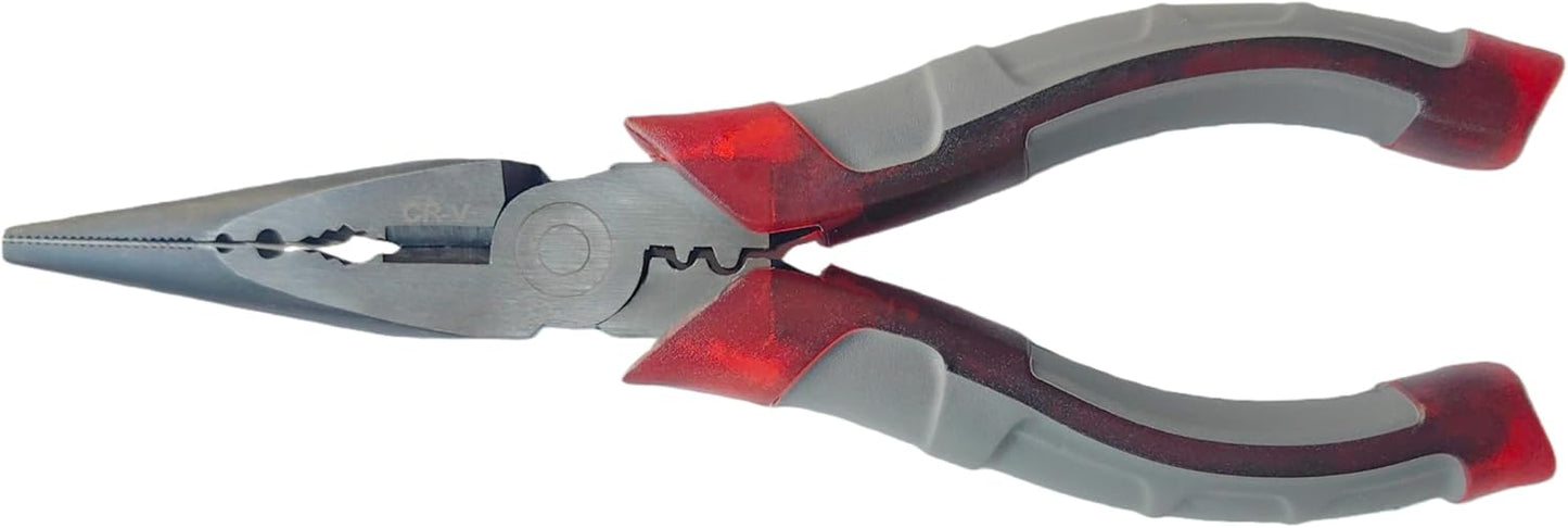 Alicates 6pulg acero cromo vanadio antideslizante gris rojo