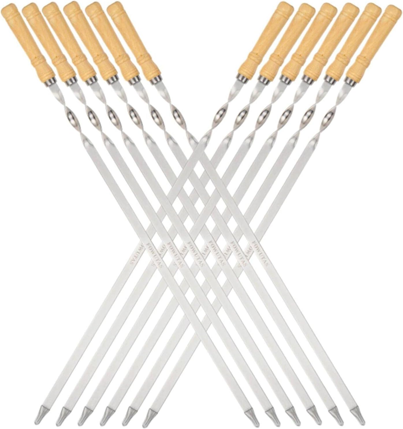 Brochetas acero inox 22pulg madera juego parrilla reutilizable