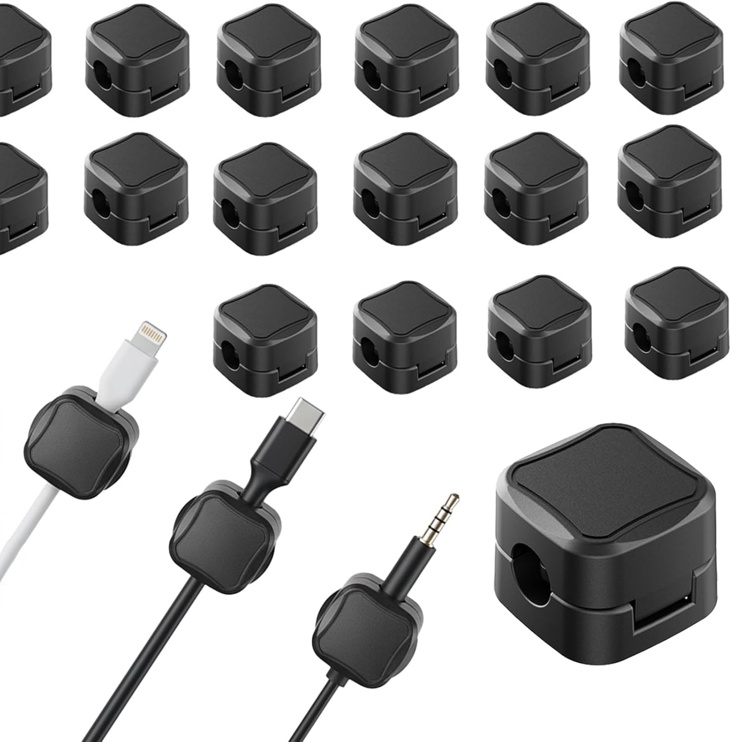 Set 48 Clips Magnéticos para Cables Soporte Adhesivo