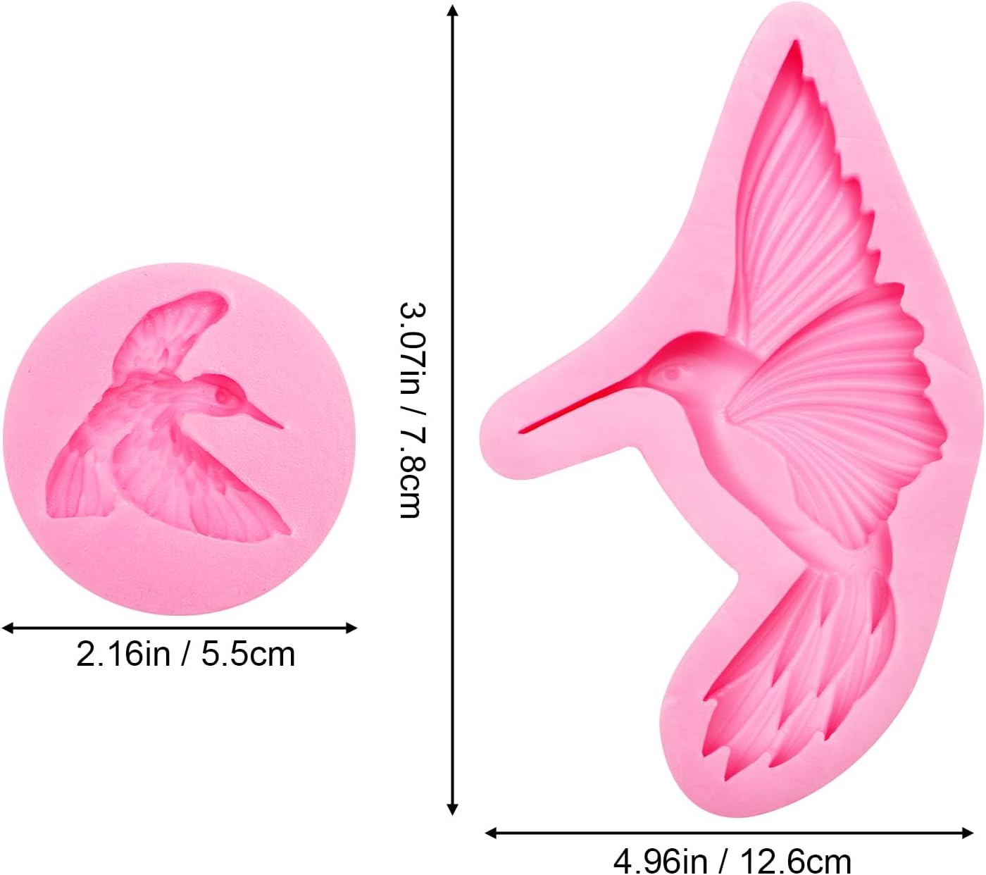 Molde silicona colibrí 2 pzas para pastel dulces resina