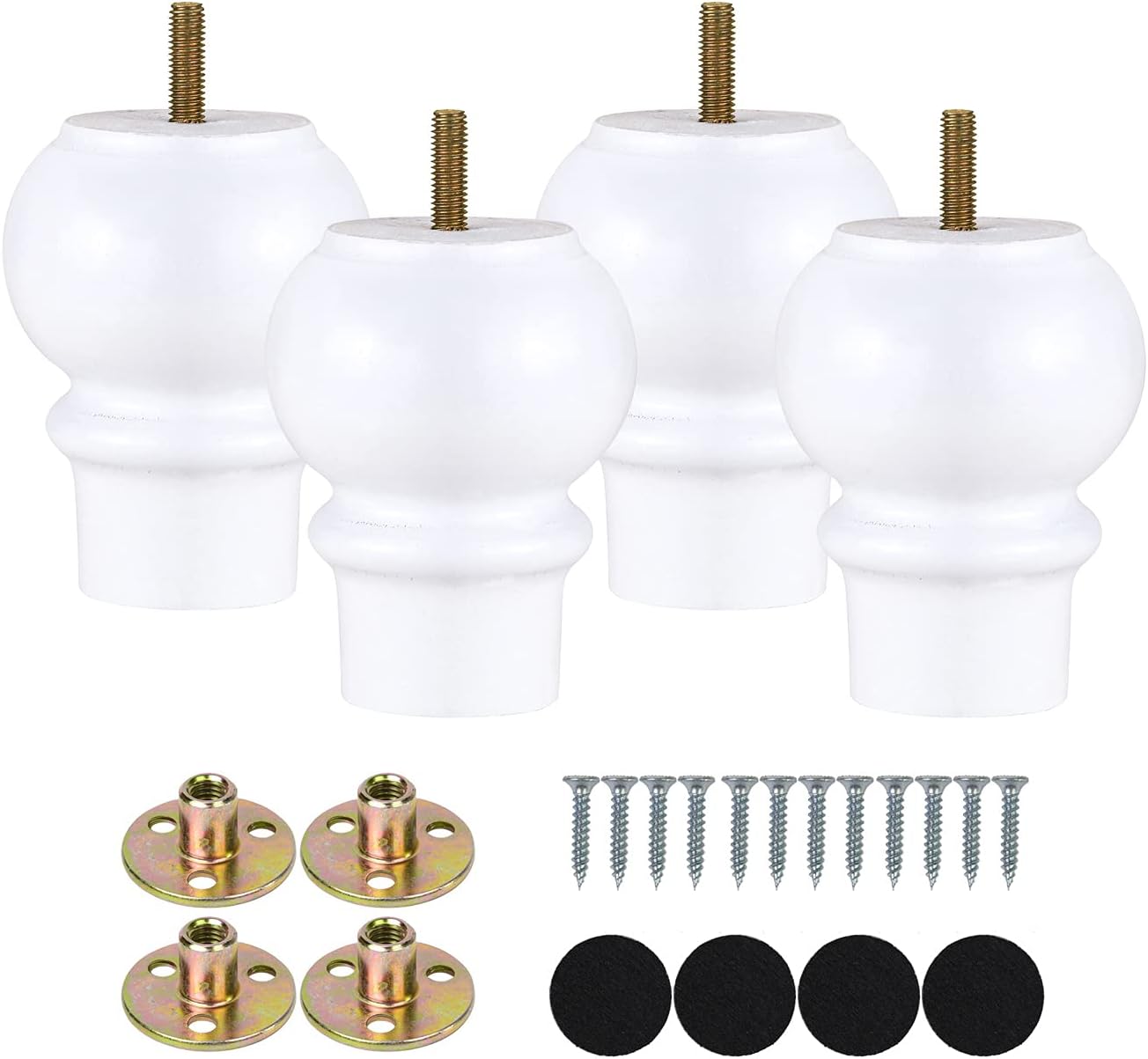 Set 4 Patas Muebles 4pulg Madera Perno M8