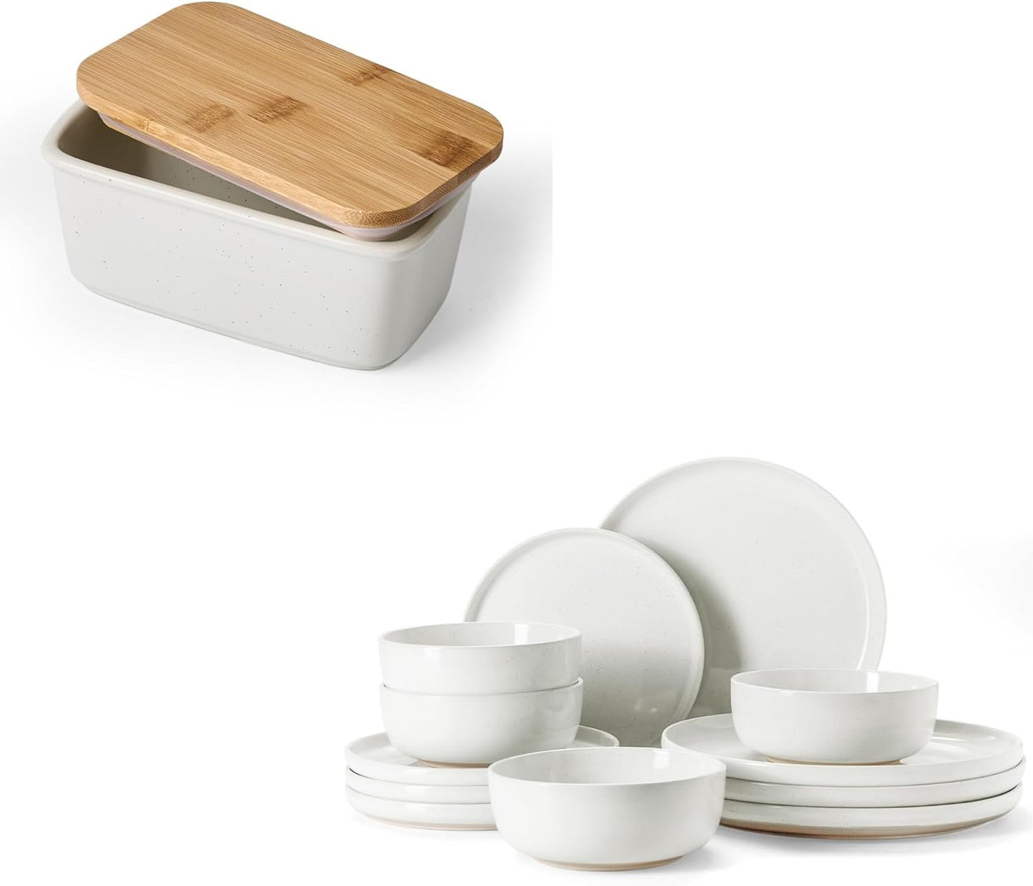 Plato mantequera con tapa para mesa 12 Pzas blanco