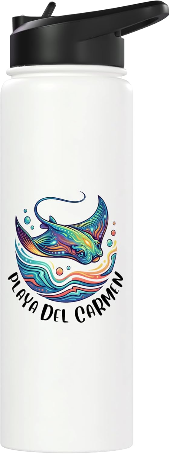 Botella de agua aislada de acero inoxidable Playa del Carmen