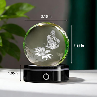 Lámpara mariposa cristal K9 LED 6 colores decoración