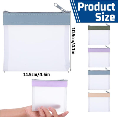 4 Pzas Bolsas Transparentes con Cremallera para Maquillaje y Dinero