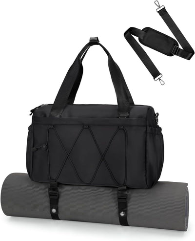 Bolso gimnasio mujer soporte yoga compartimento agua negro