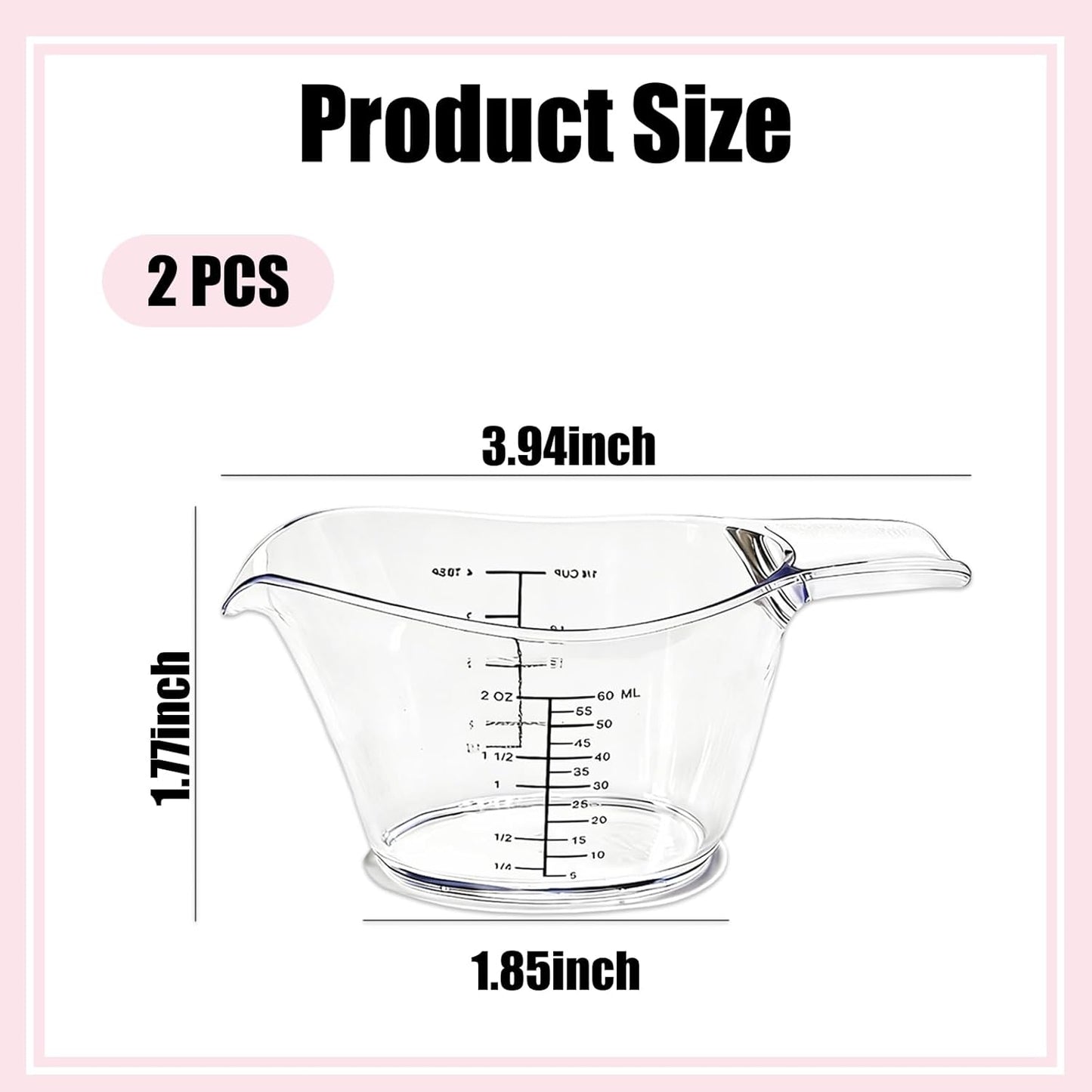2 Pzas Tazas Medidoras 2oz Resina Transparente