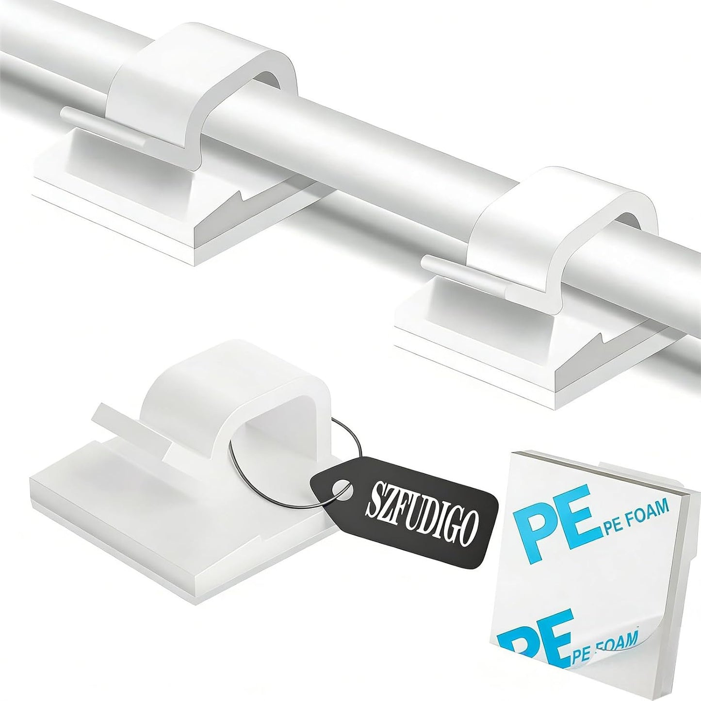 Pinzas adhesivas para gestión de cables 50 uds blanco