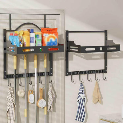 Soporte pared 2en1 para escoba trapeador con ganchos