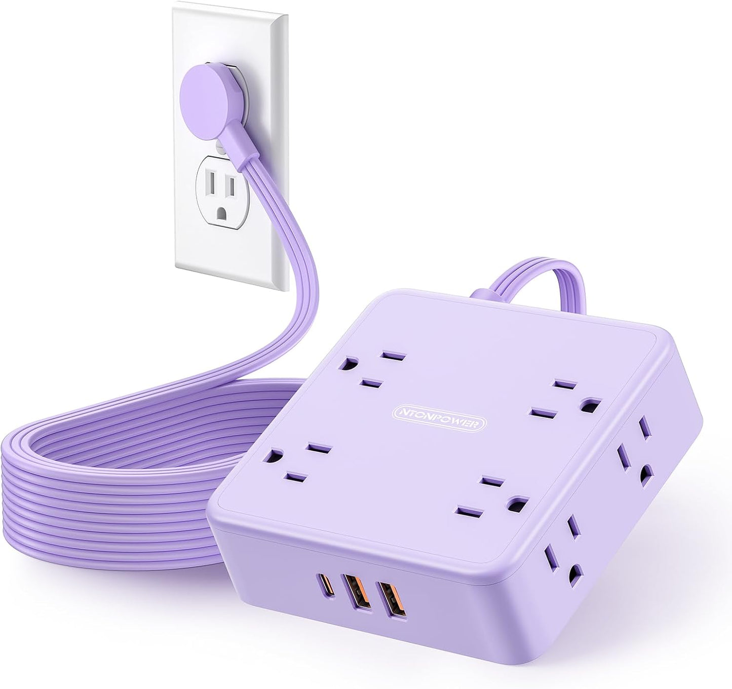 Cable extensión morado 5ft regleta sobretensiones 8 tomas USB 3