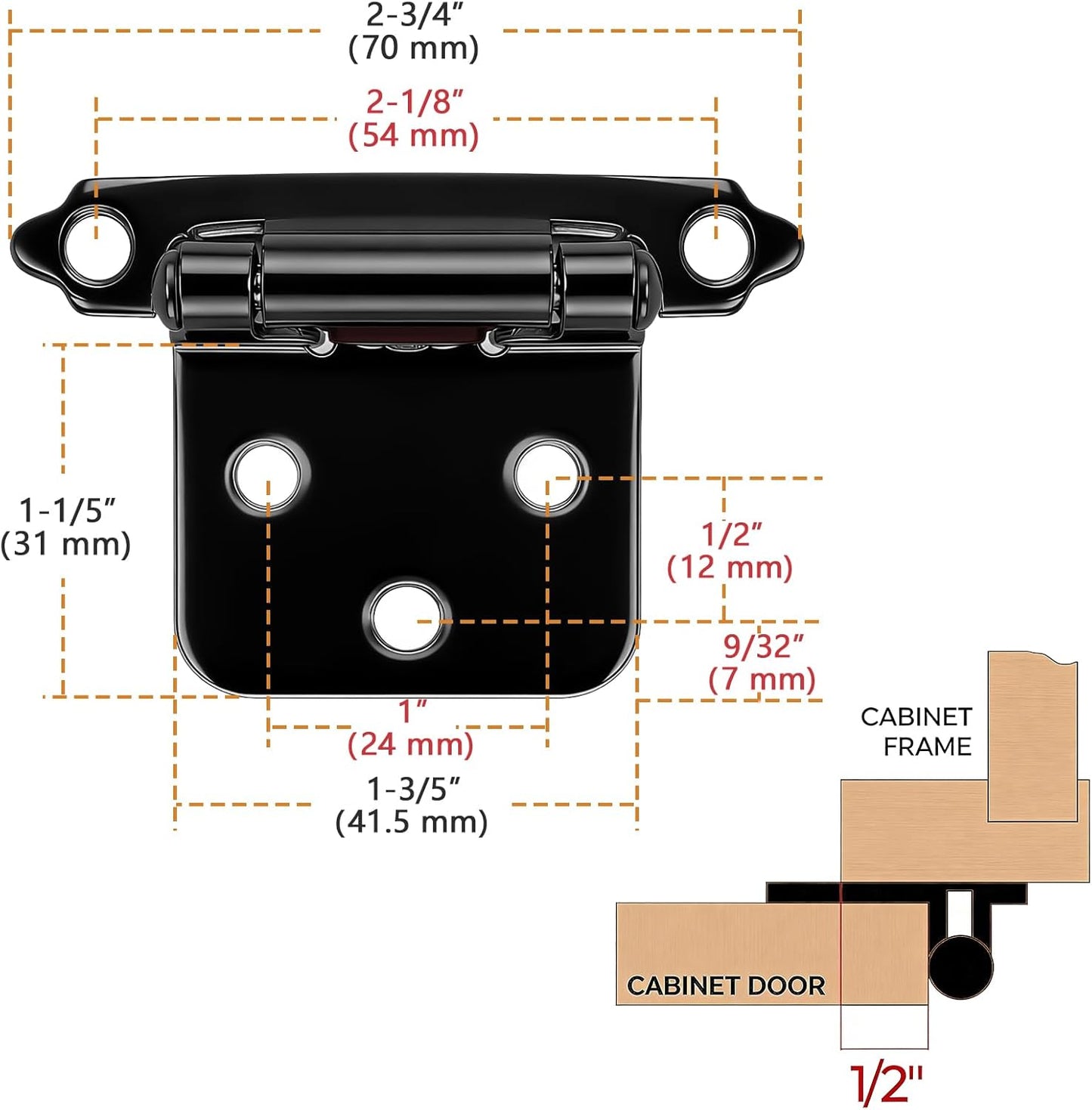 Pack 10 Bisagras Negras Cerradura Automática 1/2pulg