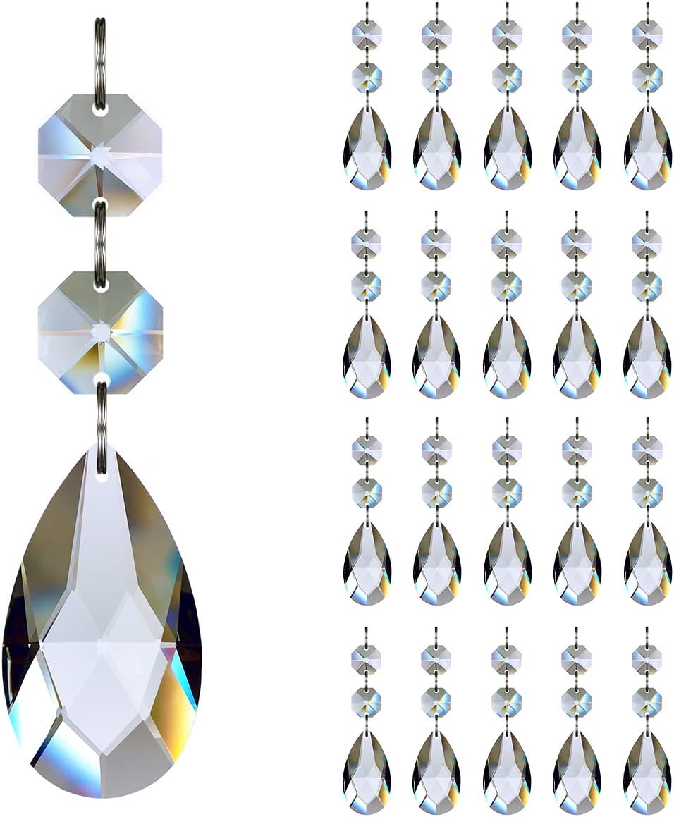 20 Pzas Cristal Lágrima Transparente Prismas Colgantes