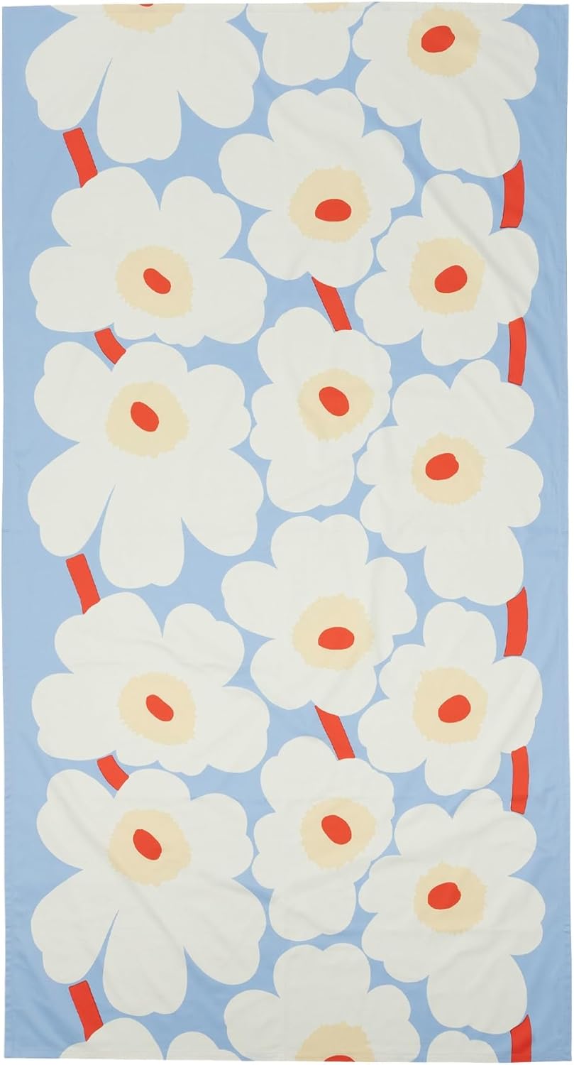 Mantel floral algodón escandinavo azul blanco melón rojo