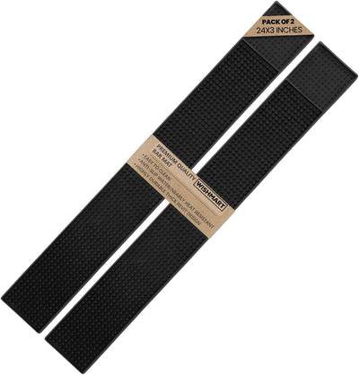 Set 2 Tapetes Goma Antiderrap 24x3pulg Negro para Bares Cafeterías