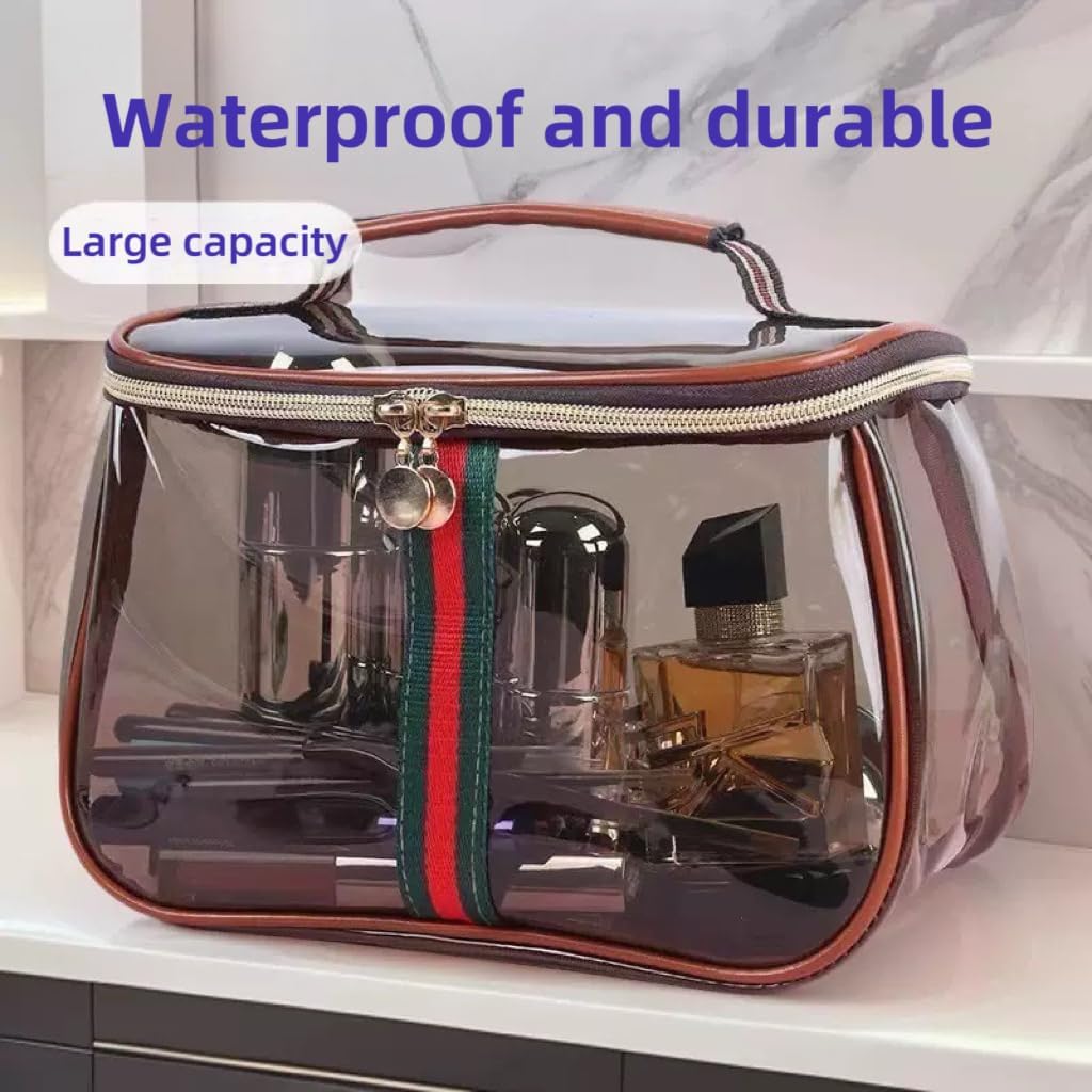 Bolsa organizadora maquillaje transparente con asa y cremallera