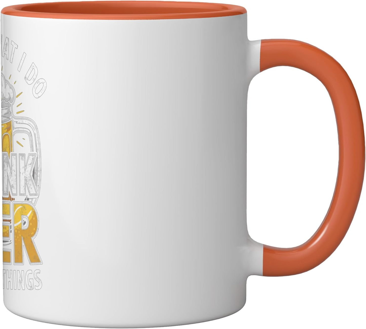 Taza Cerámica Beber Cerveza Dibujo Humorístico Naranja